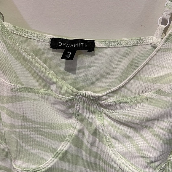 Dynamite mesh green zebra bodysuit L - Picture 3 of 5